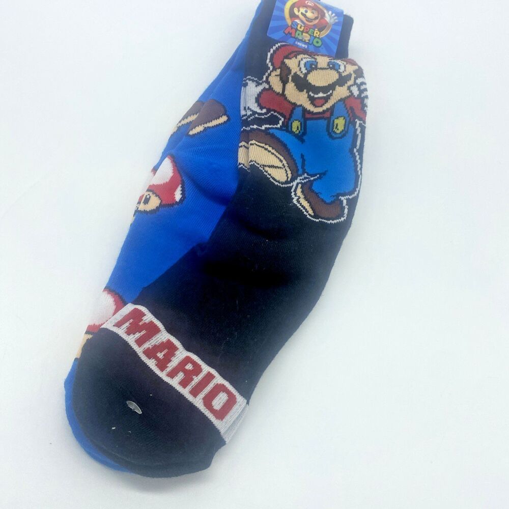 Super Mario 2 Pair Socks Unisex Crew Adult Size Official Licensed Nintendo